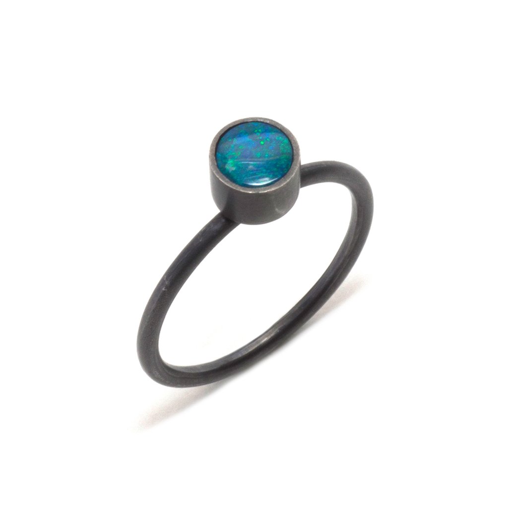 Oxidised Opal Element Large Stacking Ring