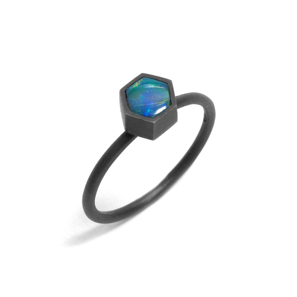 Oxidised Opal Element Large Stacking Ring