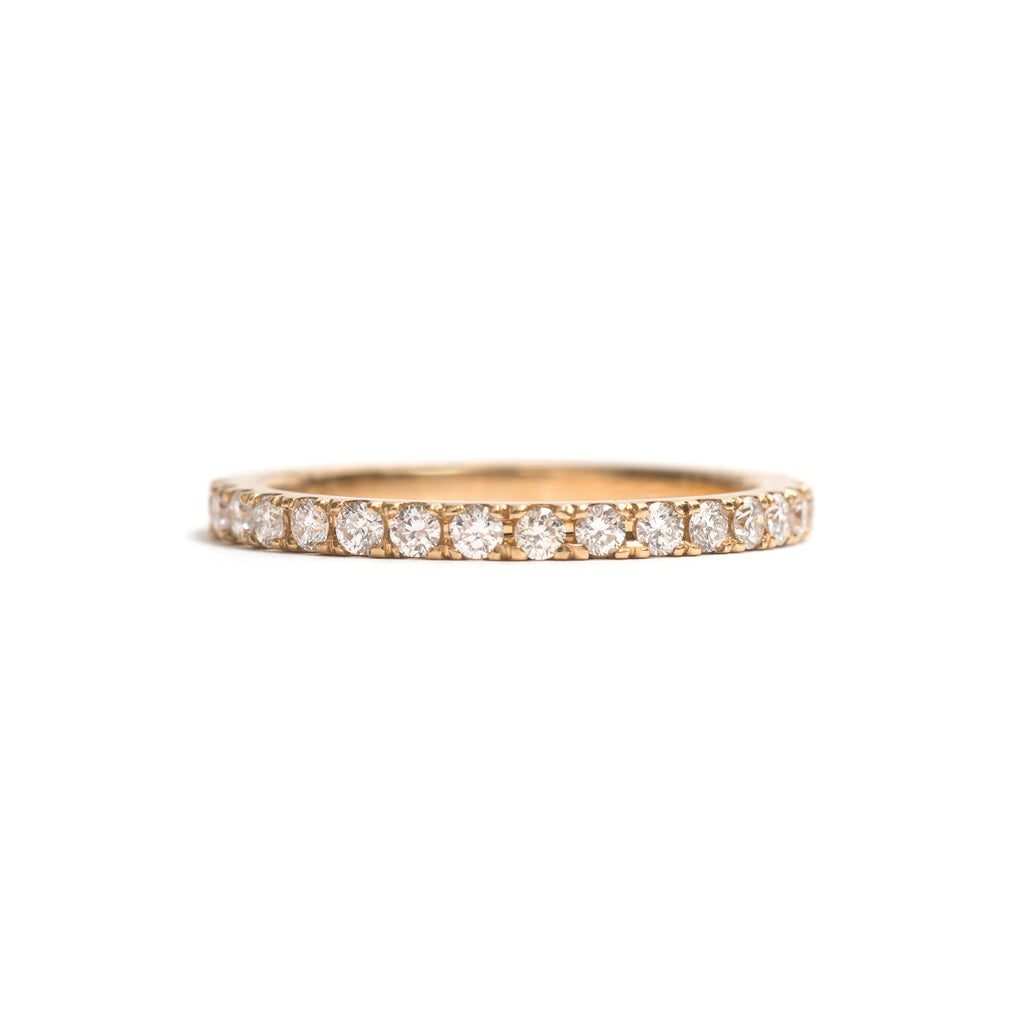 Yellow Gold and White Diamonds Side by Side Ring