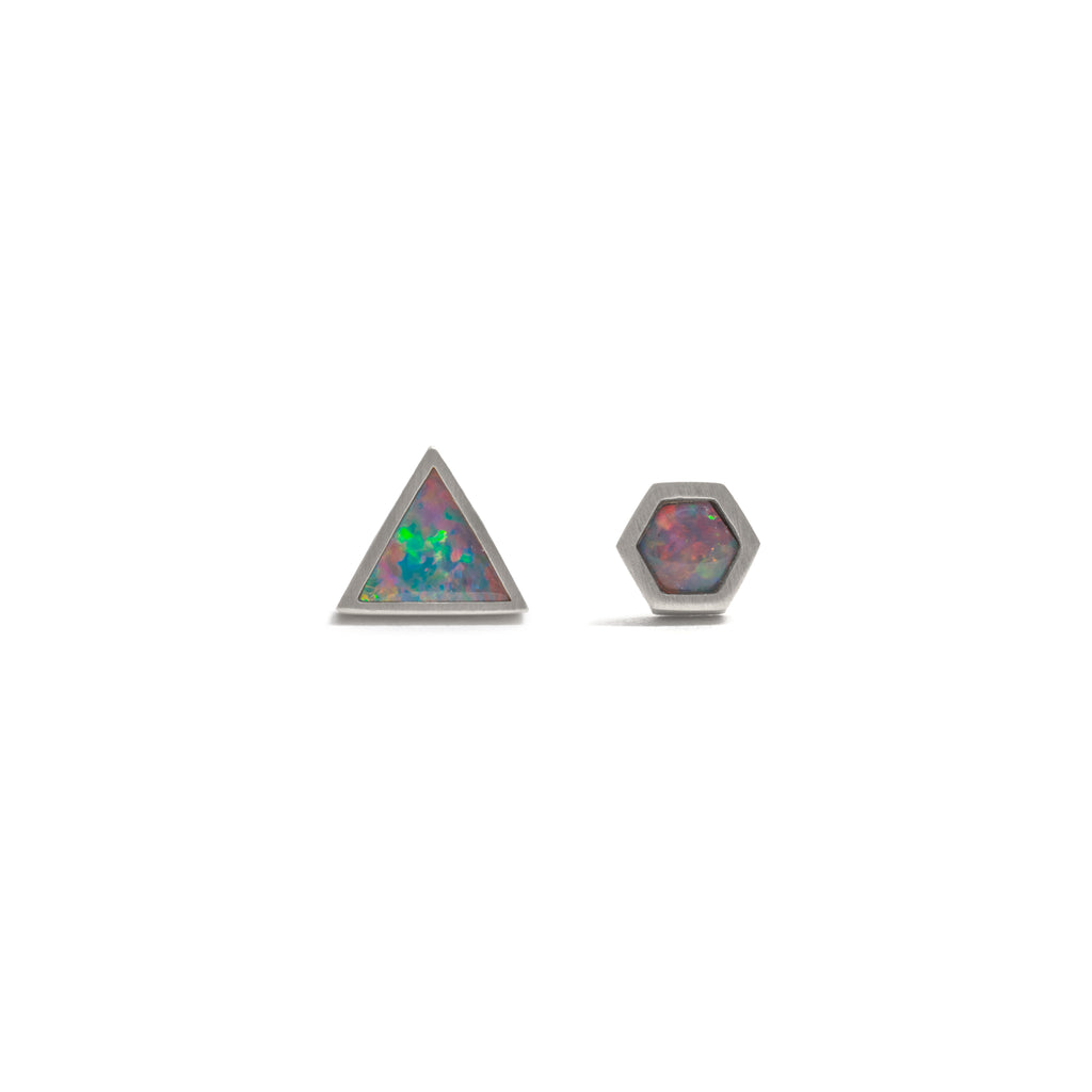 Large Silver Opal Element Single Stud Earrings