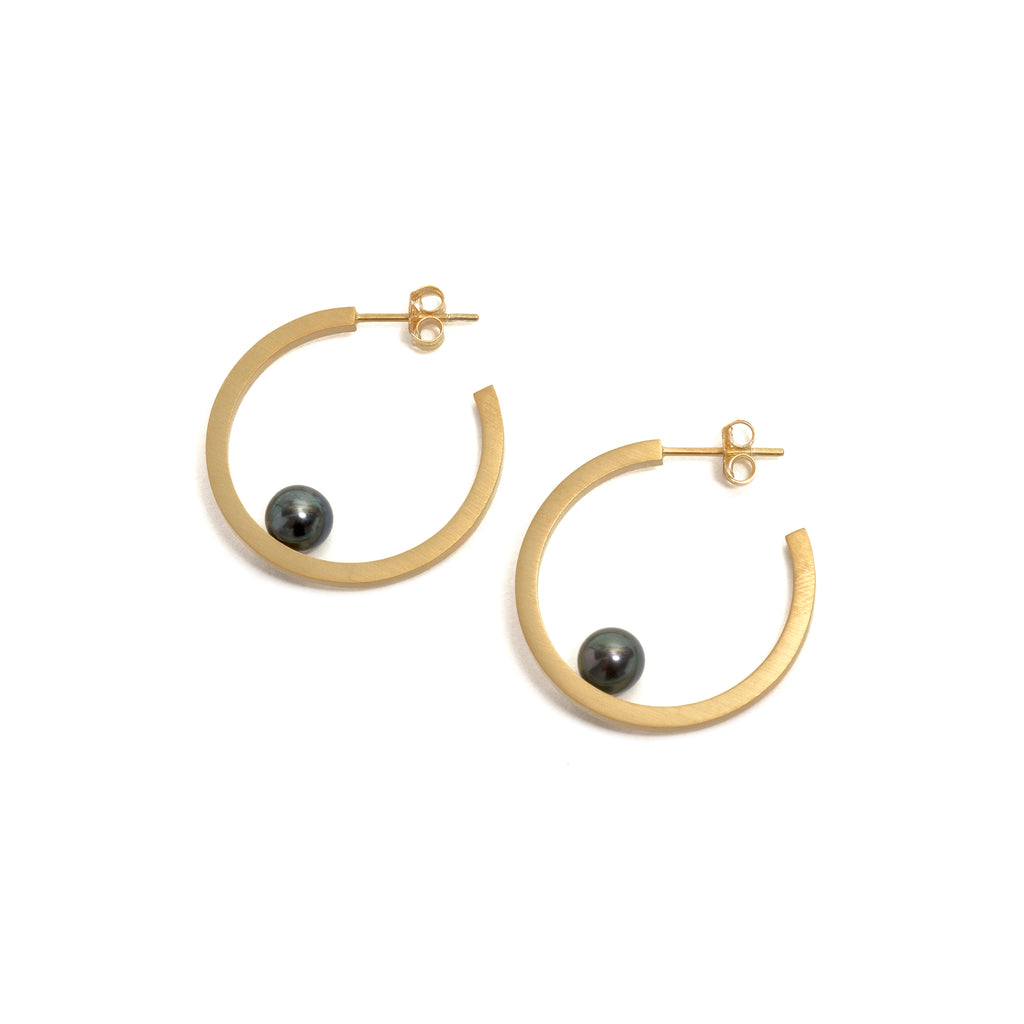 Small Golden Pearl Hoop Earrings