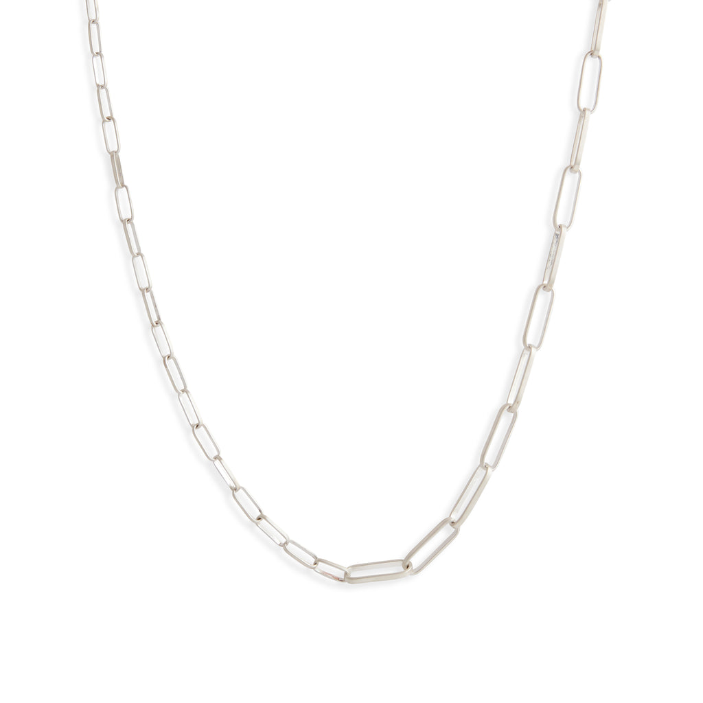 Mixed Link Matte Silver Necklace