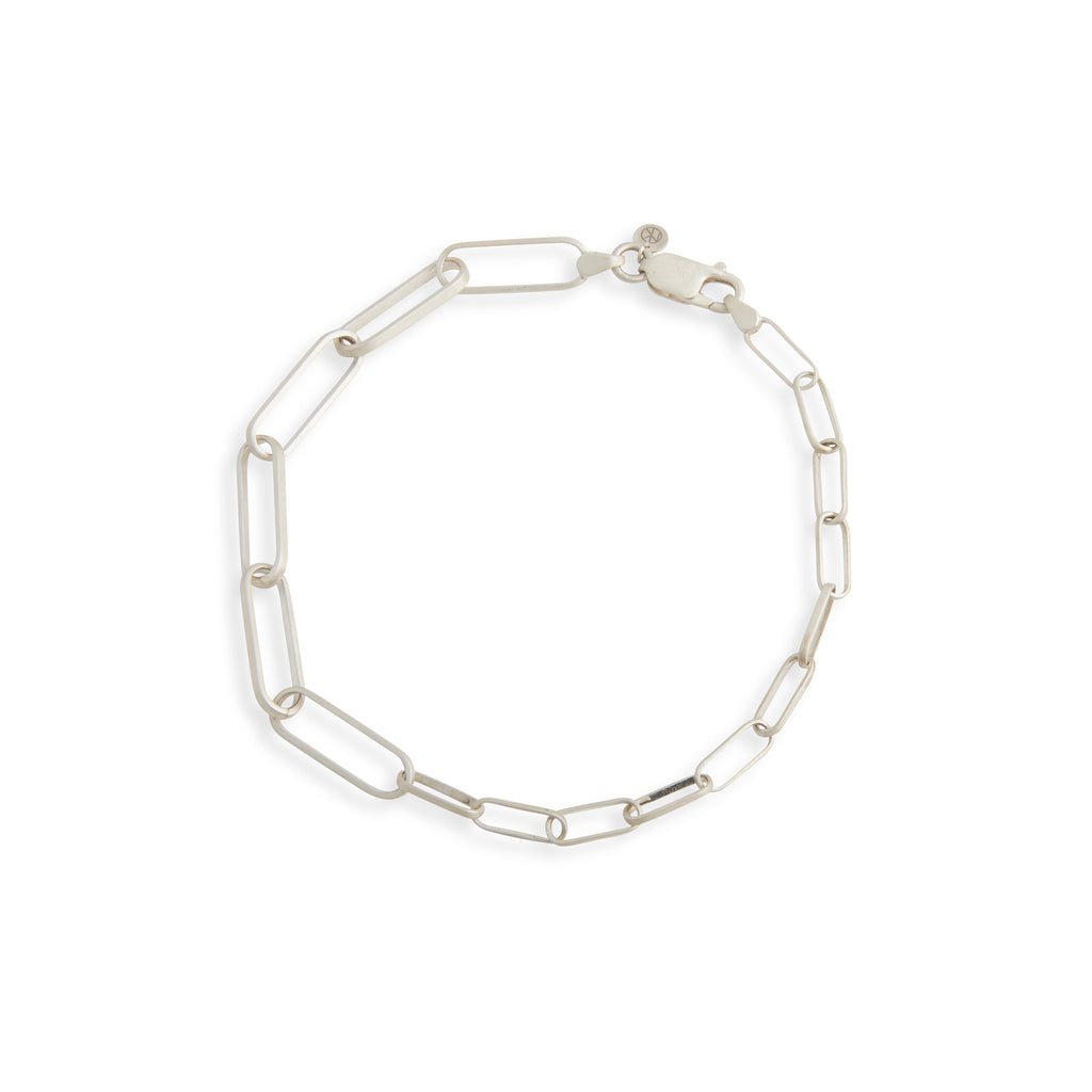 Mixed Link Large Matte Silver Bracelet