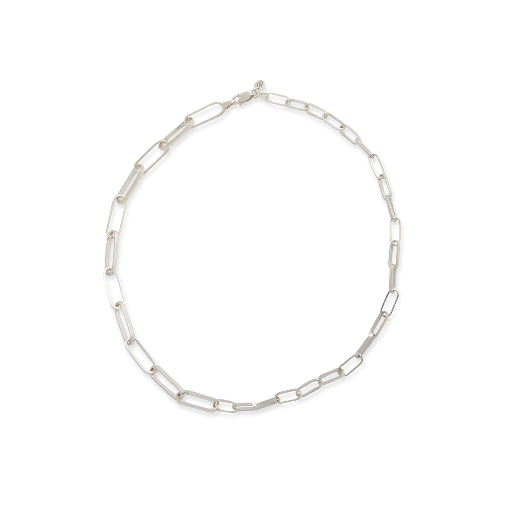 Mixed Link Matte Silver Necklace