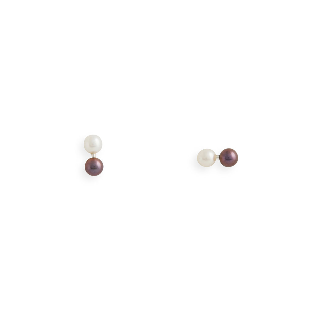 Double Pearl Stud Earrings