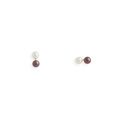 Double Pearl Stud Earrings