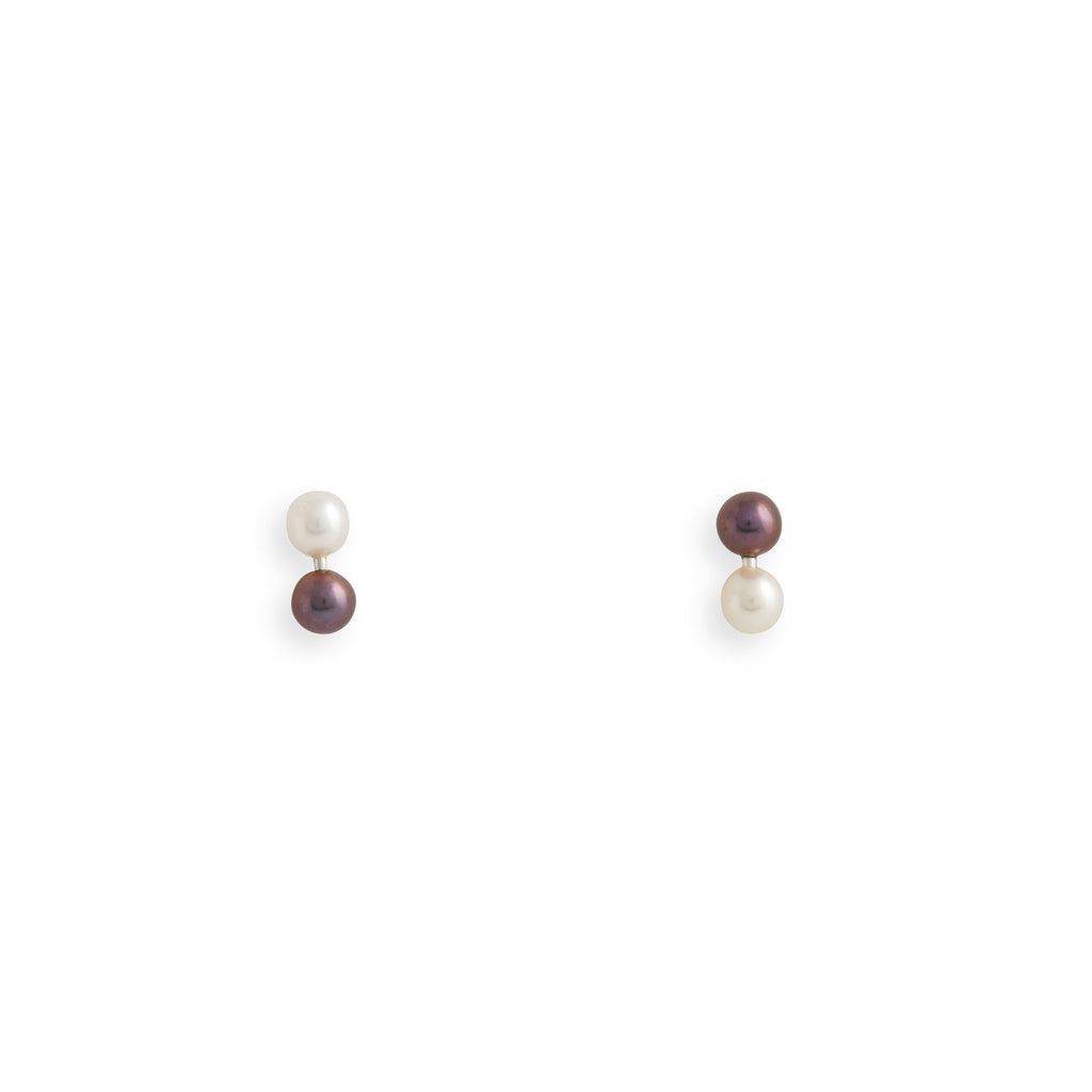 Double Pearl Stud Earrings