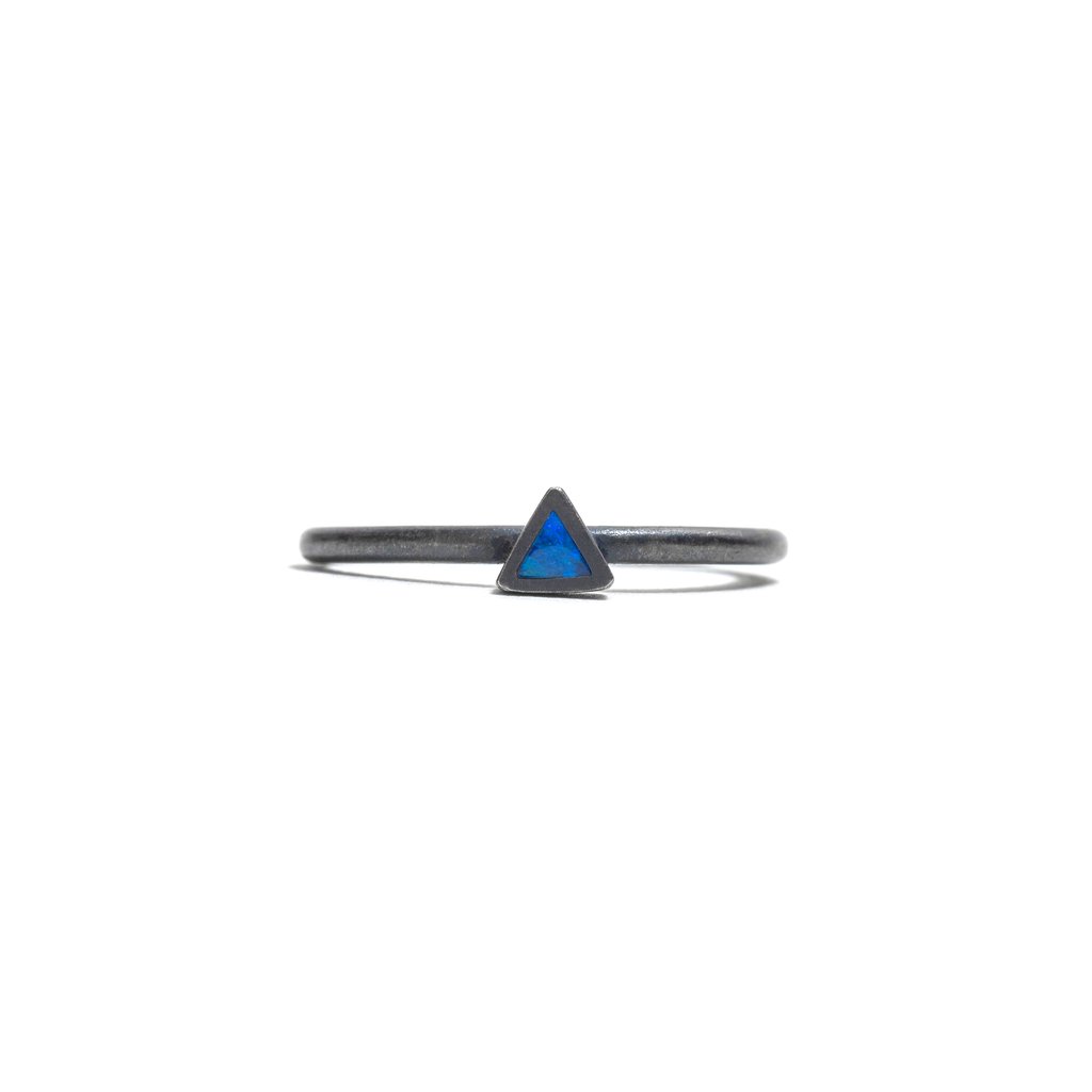 Oxidised Opal Element Small Stacking Ring