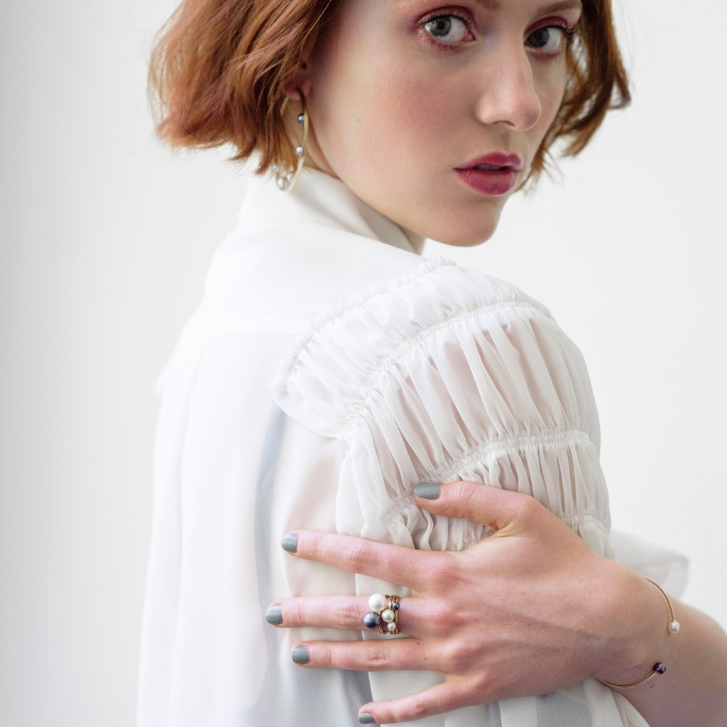 White Pearl Stacking Ring
