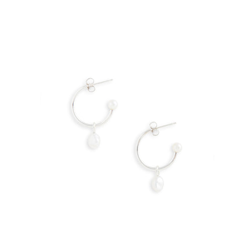 Small Silver Charming Hoop + Charm Earrings