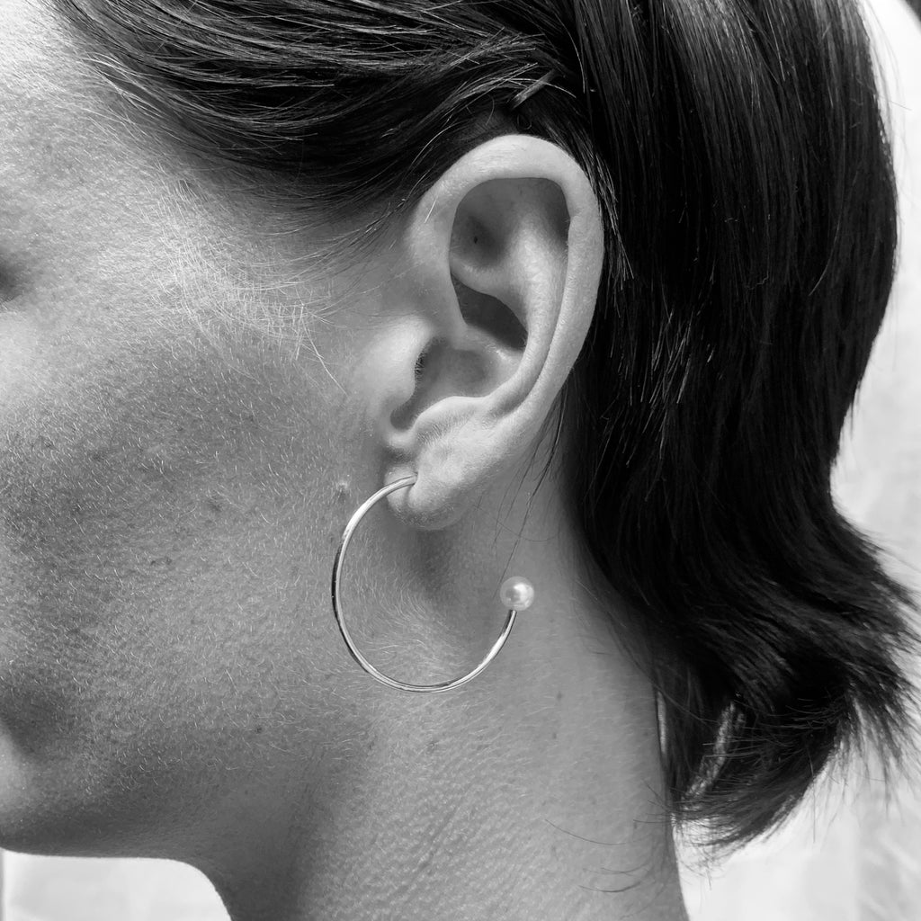Large Silver Charming Hoop Earrings