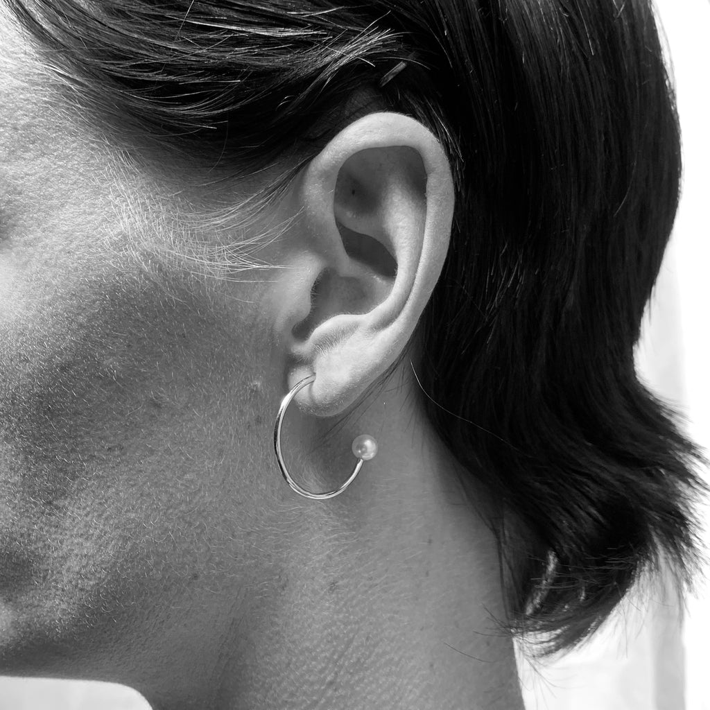 Medium Silver Charming Hoop Earrings