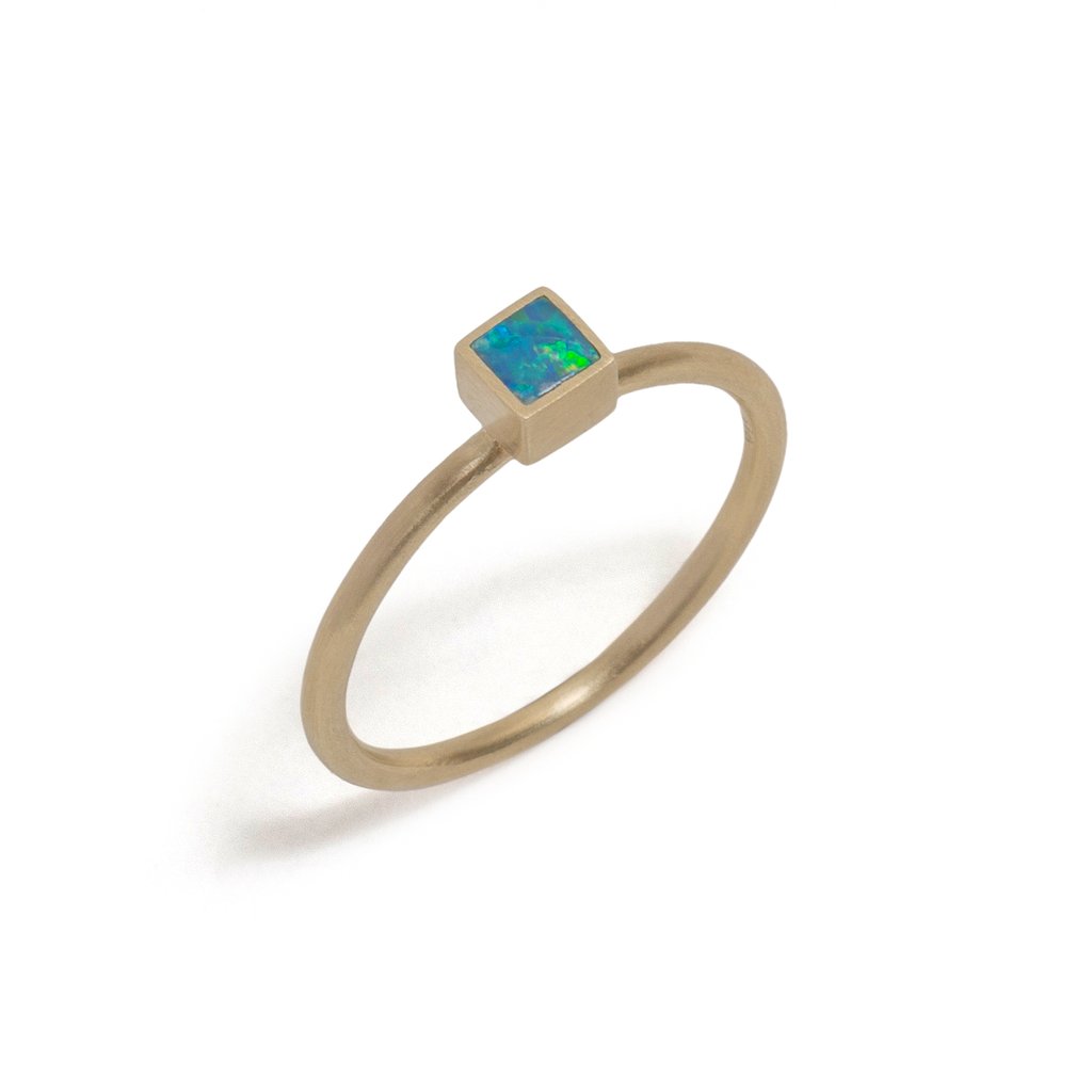 Golden Opal Element Small Stacking Ring