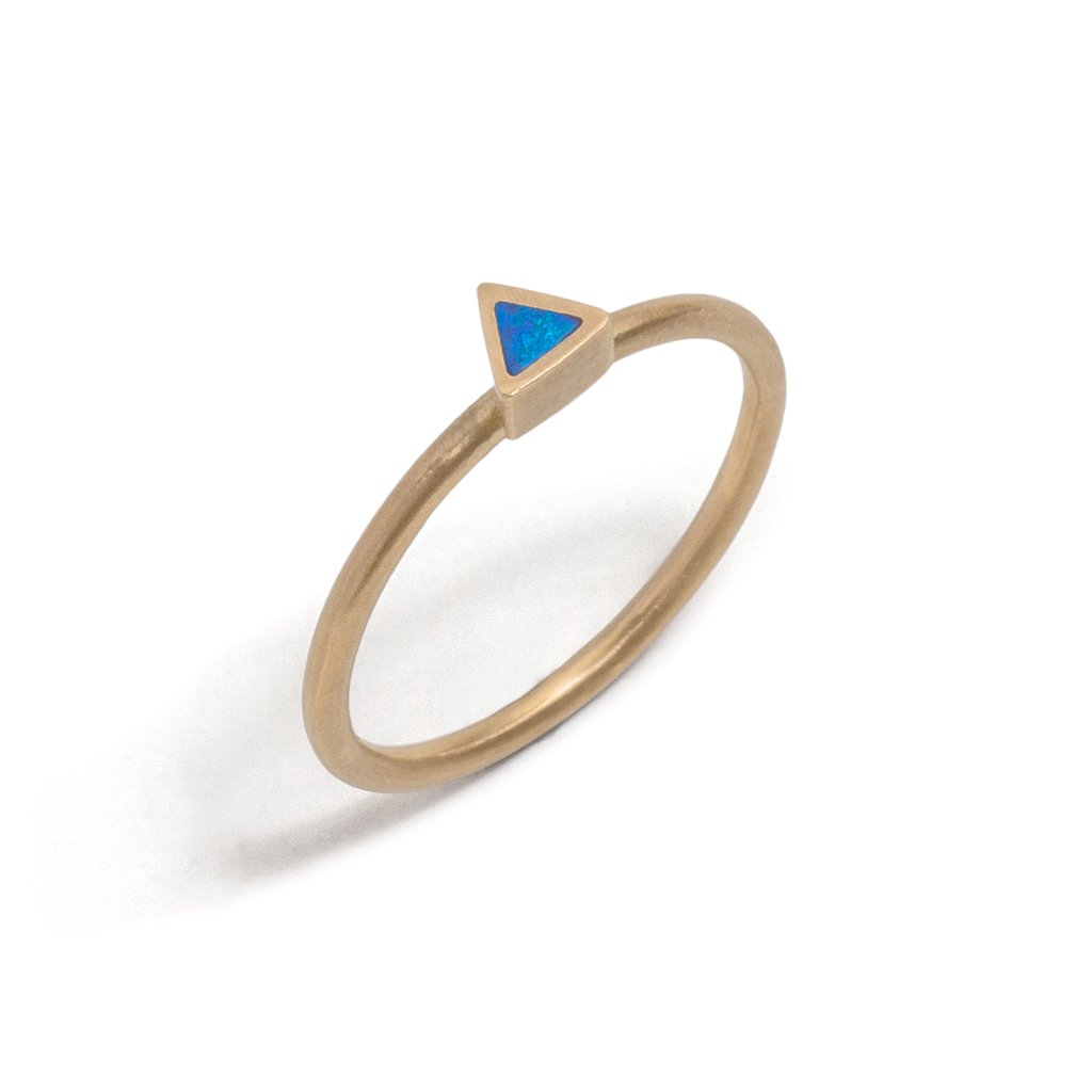 Golden Opal Element Small Stacking Ring